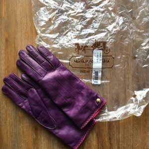 Purple Coach leather gloves